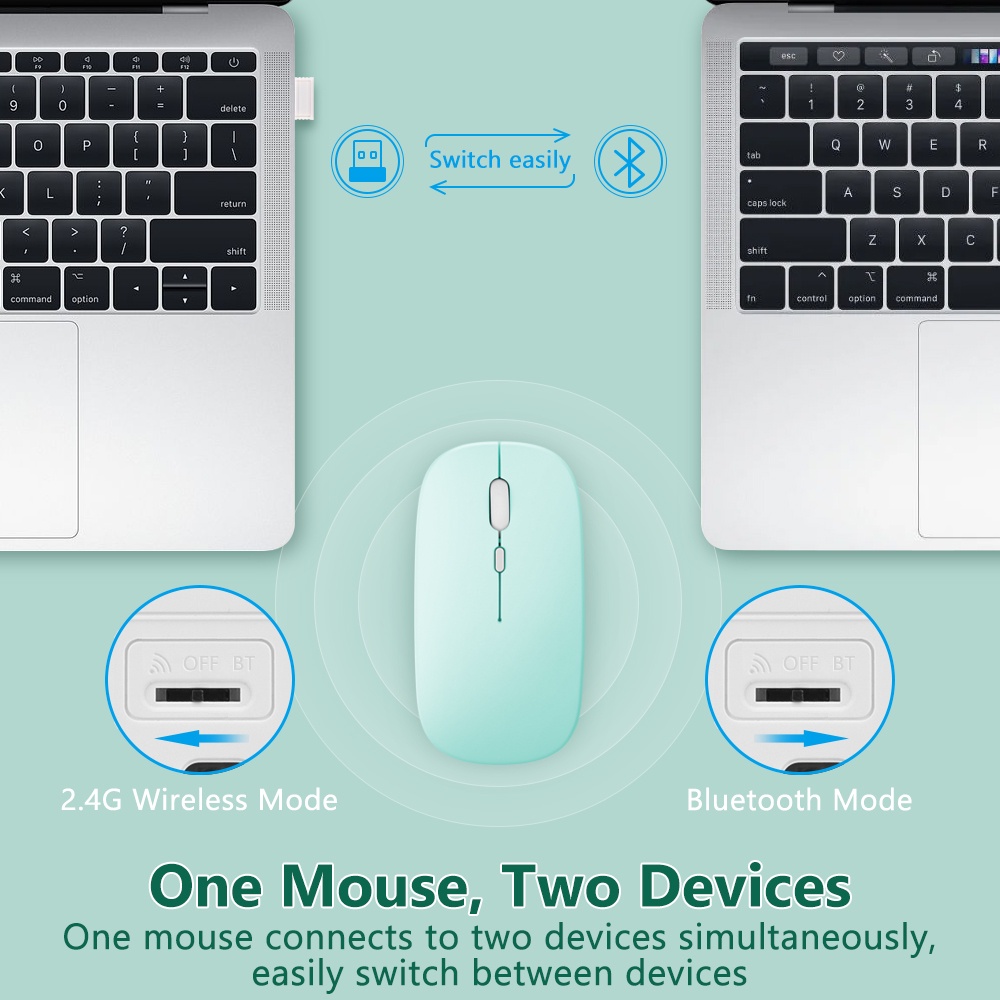 GOOJODOQ 2-in-1 Wireless Mouse Dual Mode 2.4Ghz Wireless Bluetooth 2 In 1 เมาส์ไร้สาย รูปที่ 5