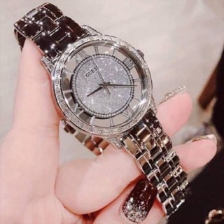 🧡⌚นาฬิกาข้อมือ ผู้หญิงสวยงามมาก คริสตัลล้อม /ประดันที่หน้าปัดด้วยค่ะ #Guess watch ⌚สีทอง /สีเงิน