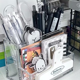 CH丨ins transparent pen holder Acrylic Storage box Desktop Makeup Brush Stationery organizer