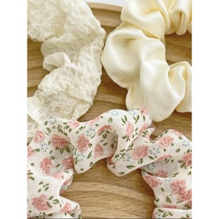 🌷Creamy scrunchies🌷3 ชิ้น ส่งจากไทย โบว์รัดผม ยางรัดผม ริบบิ้น