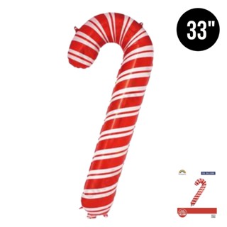 ลูกโป่งคริสมาสต์ Merry Xmas Red &amp; White Candy Cane 33" Foil Balloon (air-filled เป่าลม ไม่ลอย)