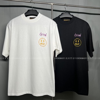 Smiling Face Embroidery Justin Biber Same Letter Short SleeveTT-shirt High Street Fashion Brand Men and Women Coupletee