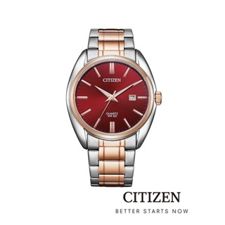 CITIZEN นาฬิกาข้อมือผู้ชาย BI5104-57X Red Dial Stainless Steel Mens Watch Quartz ( ระบบถ่าน )