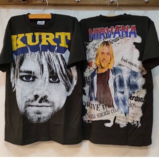 KURT NIRVANA⚡️เสื้อยืดผ้าฟอก Unisex Cotton 💯 งานใหม่ ทำเก่า ผ้าฟอกเฟดนุ่ม ไร้ตะเข็บข้าง สกรีนจม หน้าหลัง ⚡️⚡️