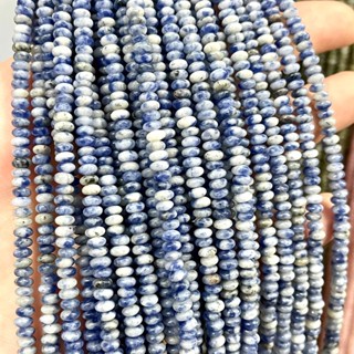 โซดาไลท์ สีอ่อน Sodalite 4x2 mm ทรงล้อรถ เส้นยาว