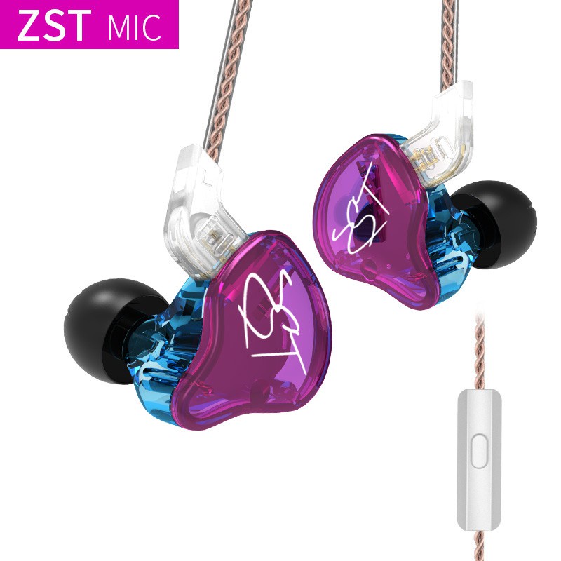 Original KZ ZST PRO In Ear Earphones Audio Monitor HiFi Music Sports headset purple
