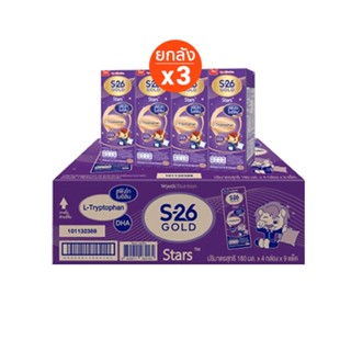 S-26 UHT Gold Star 4x9 pack 2 case (108 boxes) เอส26 นมกล่องยูเฮชที โกลด์สตาร์ แพ็ค 4 x 9 3 ลัง (108 กล่อง)