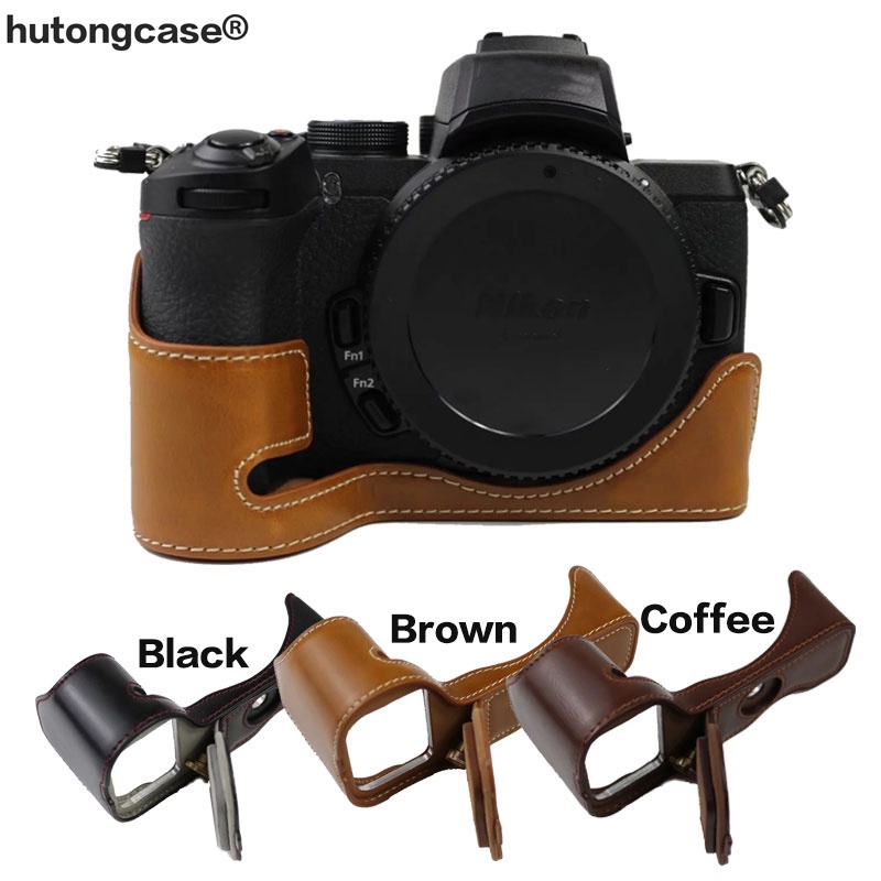 Pu Leather Camera Bag Half Body Case Base For Nikon Z fc Zfc Z50 Z5 Z6