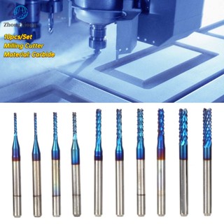 เราเตอร์คาร์ไบด์ 10 ชิ้นสําหรับเครื่องแกะสลัก Cnc Pcb