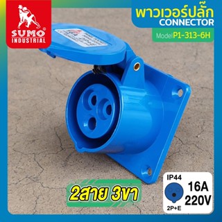 พาวเวอร์ปลั๊ก 2สาย 3ขา 16A รุ่น P1-313-6h SUMO