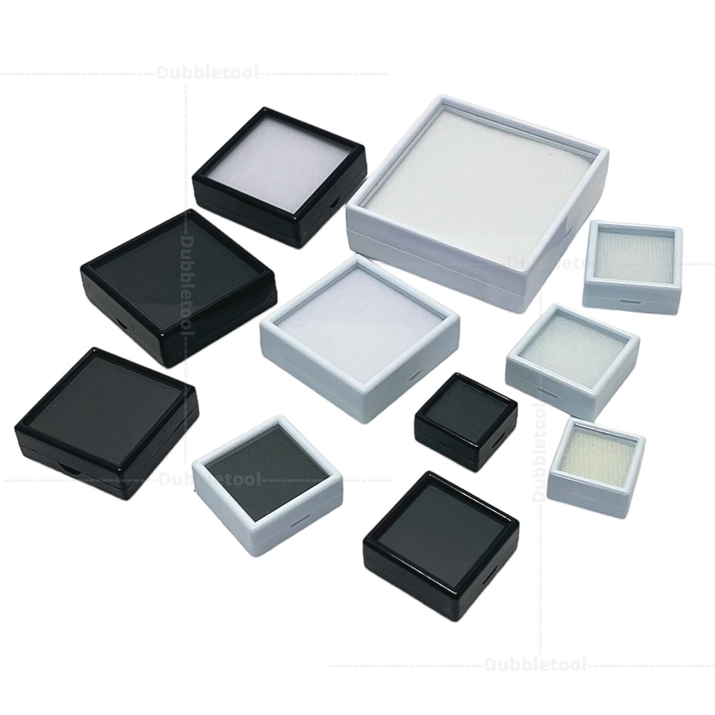 กล่องใส่พลอย กล่องเข็มกลัด เครื่องประดับ อัญมณี ขนาด3x3,4x4,5x5,6x6,9x9 ด้านโชว์เป็นกระจกใส 1ใบ