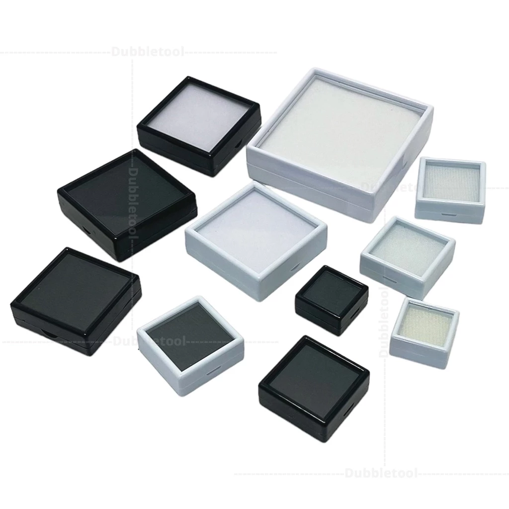 กล่องใส่พลอย กล่องเข็มกลัด เครื่องประดับ อัญมณี ขนาด3x3,4x4,5x5,6x6,9x9 ด้านโชว์เป็นกระจกใส 1ใบ