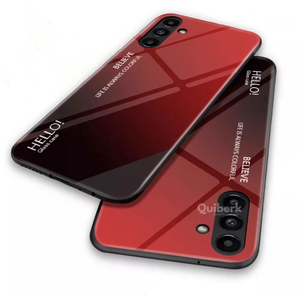 Case SS  A13 5G  เคสกระจกสองสี เคสเงาไล่สี ขอบนิ่ม เคสกันกระแทก สีกระจกเทมเปอร์ปลอกแก้วฝาหลังกันชน  