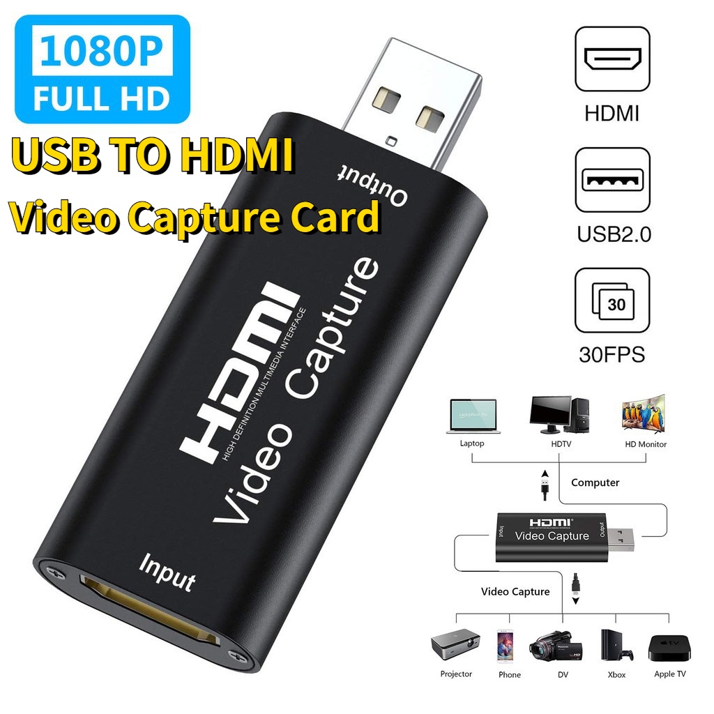 USB TO HDMI Video Capture Card USB 2.0 Video Grabber บันทึกกล่อง FR PS4 เกม DVD กล้องวิดีโอ HD บันทึกกล้องที่ถ่ายทอดสด