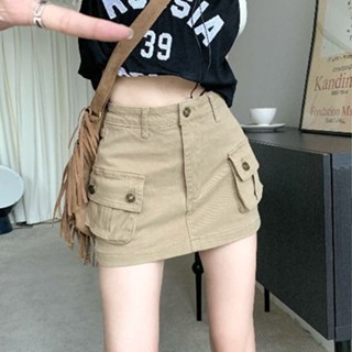 ✨🍑4 สี🍃 Skirts กระโปรงสั้นทรงy2k ดีเทลกระเป๋าเก๋ๆใส่แมตช์ง่าย ทรงฮิตมาแรงมากก