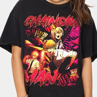 เสื้อยืดพิมพ์ลายแฟชั่น เสื้อยืด พิมพ์ลายอนิเมะ Chainsaw Man Denji Chainsaw Man สไตล์วินเทจ สําหรับผู้ชาย BYTE BCWWเสื้อย