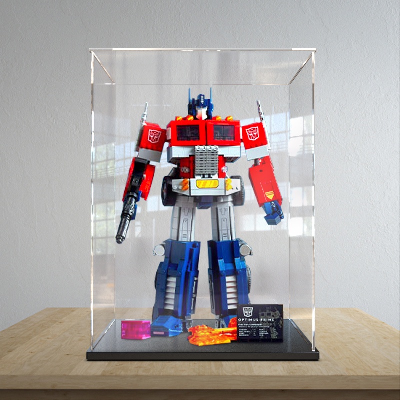 กล ่ องแสดงอะคริลิคเหมาะสําหรับ Lego 10302 Transformers Optimus Prime Assembly โปร ่ งใสเก ็ บฝุ ่ นอะคริลิคกล ่ องแสดง