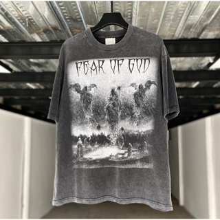 เสื้อยืดแขนสั้น พิมพ์ลาย FEAR OF GOD สไตล์วินเทจย้อนยุค