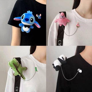 [GR] เข็มกลัด จี้ตุ๊กตาการ์ตูน Stitch Pikachu Patrick Star เหมาะกับของขวัญ สําหรับตกแต่งกระเป๋า