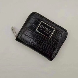 Guess ใหม่ กระเป๋าสตางค์ มีซิป ลายหนังจระเข้ สีพื้น พร้อมกล่อง 77221215