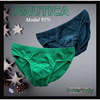 กางเกงในชาย Nautica cotton Briefs สีเขียวสด และ เขียวอมเทา size M