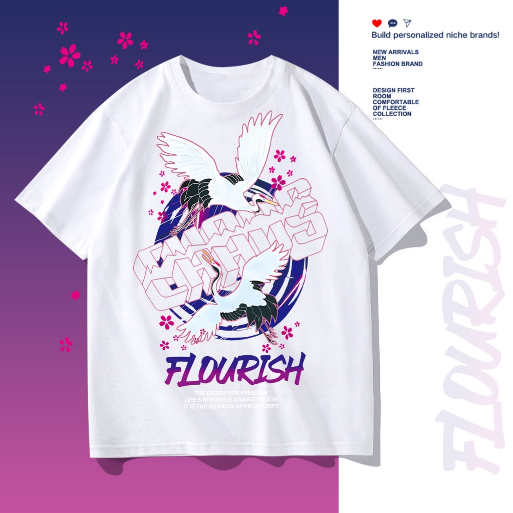 D372 เสื้อยืดคอกลมแขนสั้น ใส่ได้ทั้งผู้หญิงและชาย ลายแฟชั่น