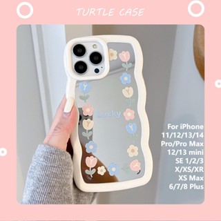 [พร้อมส่ง] ใหม่ เคสป้องกันโทรศัพท์มือถือ ลายลูกไม้ มีกระจก สําหรับ Apple iPhone 14 13 12 11 PROMAX XS XR XSMAX SE2020 6 7 8PLUS MINI