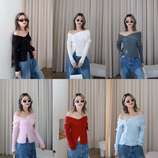 Nudeaholic **งดปลี่ยนหรือคืน NEW OFF SHOULDER KNITT เสื้อไหมพรมปาดไหล่ ผ้าหนา มาทั้งสีเบสิค แล สีพาสเทล LSP