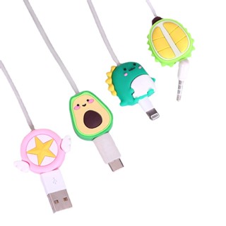 NEWMINE（1 ชิ้น）cable biteสาย USB ป้องกันสายไฟ ที่กันสายหัก เคส TPU นิ่ม ลายการ์ตูน for iPhone,Android, type-c