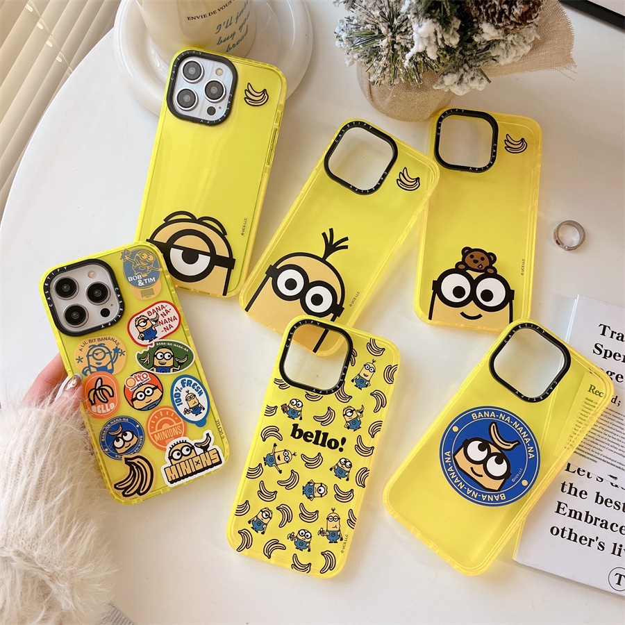 สําหรับ iPhone 16 15 14 Pro Max การ์ตูน Minions Bob Face Clear Banana สติกเกอร์ iPhone 12 11 Pro Max