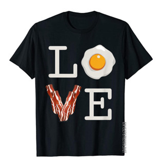 เสื้อยืดคอกลม ผ้าฝ้าย พิมพ์ลาย I Love Bacon And Eggs สไตล์ยุโรป สตรีท คลาสสิก สําหรับผู้ชาย