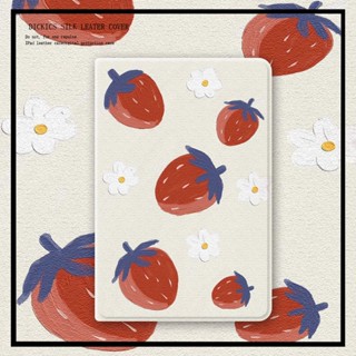 oil painting strawberry เคสไอแพด mini 6 air 1/2/3/4/5 เคส 10.2 gen 7/8/9 case pro11 gen10 เคส หลังใส มีช่องใส่ปากก