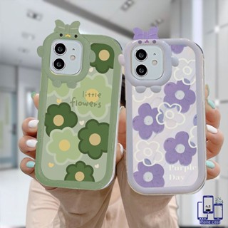 เคสโทรศัพท์มือถือ แบบนิ่ม ลายการ์ตูนมอนสเตอร์ 3 มิติ กรอบสีม่วง ประดับโบว์ สําหรับ  IPhone 13 12 11 14 PRO MAX 6 7 6S 8 14 Plus X XR XS MAX 11 12 13 Se 2020 6SPlus 7Plus 6Plus 8Plus 14Plus XSMAX เคส