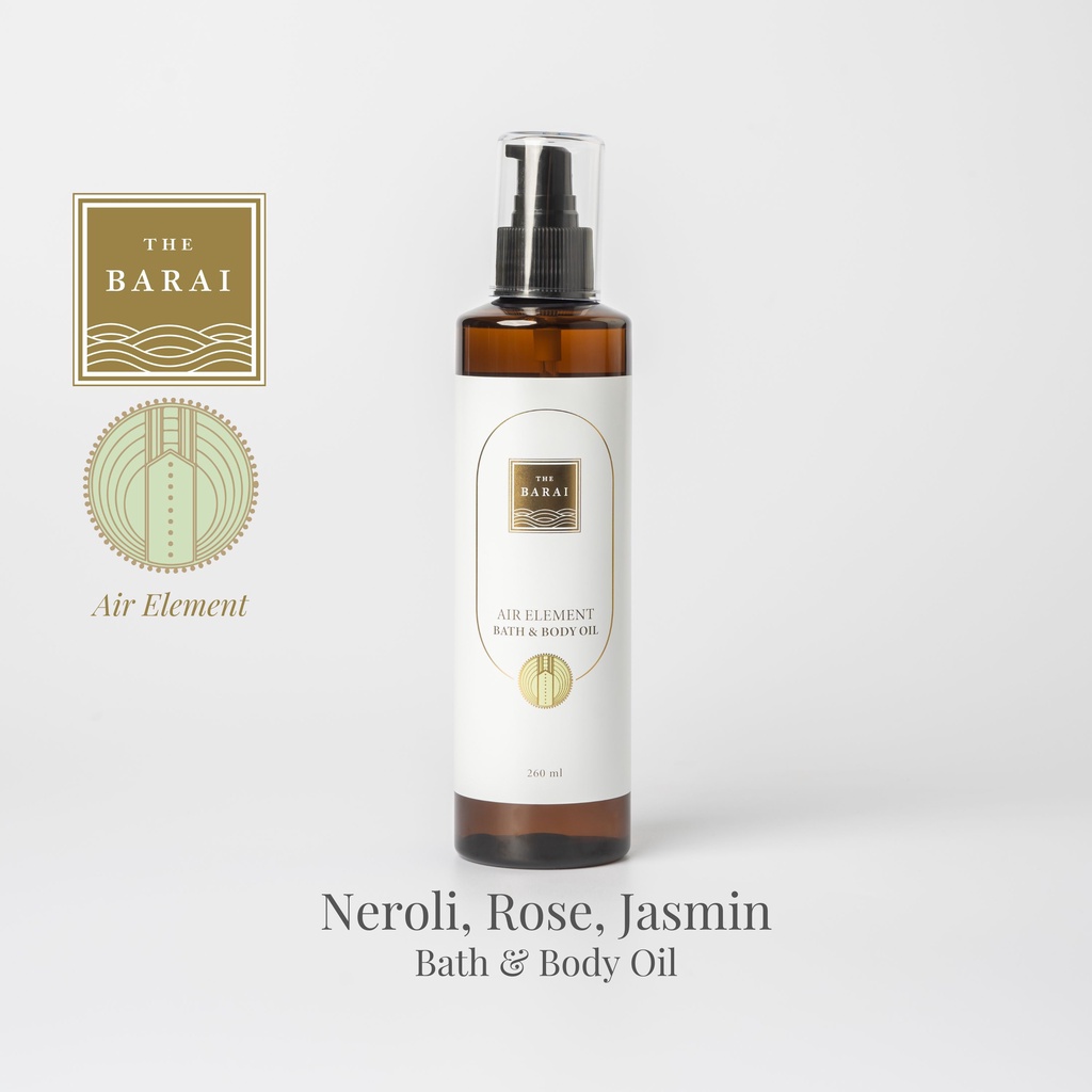 THE BARAI Air Element Bath & Body Oil 260ml เดอะ บาราย ออยล์อาบน้ำและบำรุงผิว กลิ่นกุหลาบ ดอกส้ม ดอกมะลิ