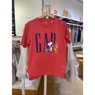 เสื้อยืดแขนสั้น ผ้าฝ้ายแท้ พิมพ์ลาย Gap สําหรับผู้ชาย และผู้หญิง