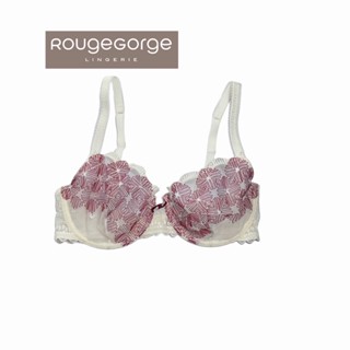 Rouge Gorge(รูจ จอร์จ)Sexy Braแบรนด์ฝรั่งเศส เสื้อชั้นในซีทรูขาวลายชมพูลูกไม้หลัง 36B 36C 38D 34E