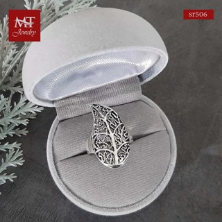 MT แหวนเงินแท้ รูปใบไม้ ฉลุลาย ตัวเรือนงานรมดำ ไซส์: 53, 54, 56, 57, 59 Solid 925 Sterling Silver Ring (sr506) MT Jewelry มณีธารา