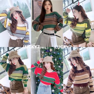 BY IRA Emma Crop Knit Sweater ครอปไหมพรม ลายทางสุดสวย (Made by heart)