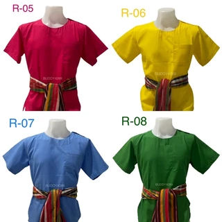 เสื้อไทยผ้าพื้นคอกลม ผู้ใหญ่ กระดุมบ่า หลายสี (สีโทนสีสุภาพ โทนอ่อน โทนพาสเทล) มีมากกว่า 25 สี