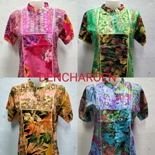 เสื้อเนปาลลายดอกสีสดใสของแท้ 100%ใส่เย็นสบาย