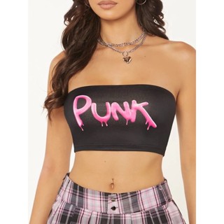 เสื้อเกาะอก ลายpunk แฟชั่นY2K