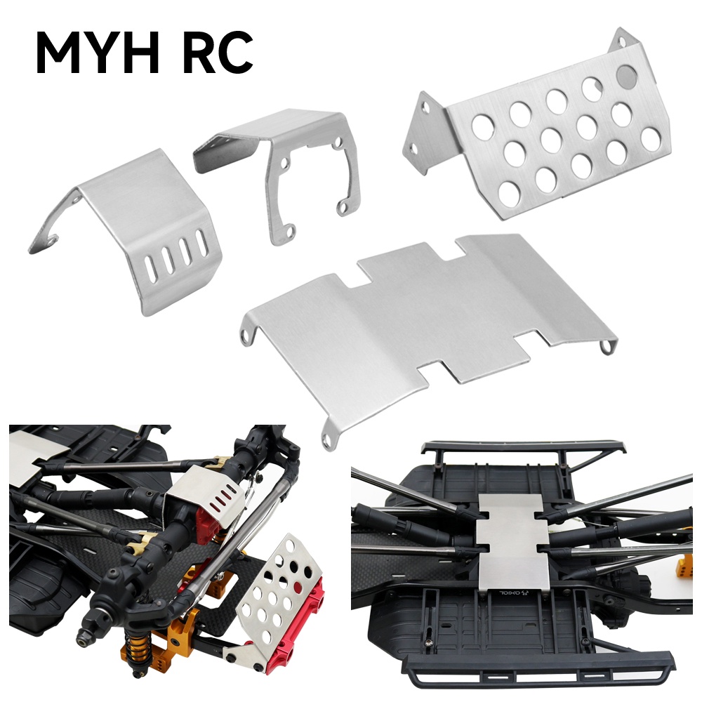 Myhrc SCX10 แผ่นป้องกันโครงรถ โลหะ สเตนเลส สําหรับอัพเกรดรถไต่หินบังคับ 1/10 Axial SCX10 II 90046