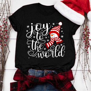 shirtJoy To The World Christmas T Shirt Women Merry Christmas Graphic Tshirt  Shrot Sleeve Christmas Holiday Tops