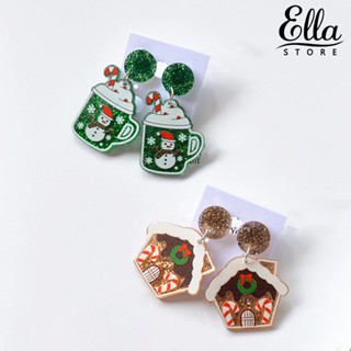 Ellastore123 ต่างหูสตั๊ด ลายคริสต์มาส ประดับกลิตเตอร์ เข้ากับทุกการแต่งกาย สําหรับผู้หญิง 1 คู่