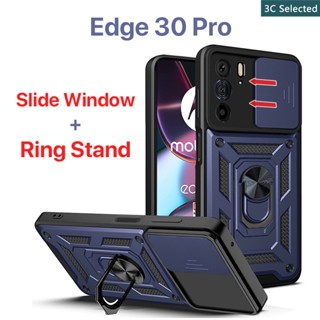 เคส Motorola Edge 30Pro 20Pro Moto E40 E7i Power G51 5G G20 G30 หน้าต่างบานเลื่อน การป้องกันกล้อง ขาตั้งแหวนโลหะ เคสแข็ง  Edge 30 Pro เคส Edge 20 Pro เคส Moto E40 เคส Moto Moto G51 5G เคส Moto G20 เคส Moto G30 เคส