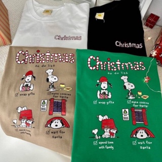 #ถูกสุด พร้อมส่ง🧸เสื้อยืดโอเวอร์ไซส์ Merry christmas สนูปคริสมาส