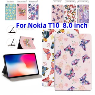 For Nokia T10 8.0" T 10 2022 8.0-inch With Auto Sleep/Wake Smart Non-slip Sweat Proof PU Leather Cover Stand Cove