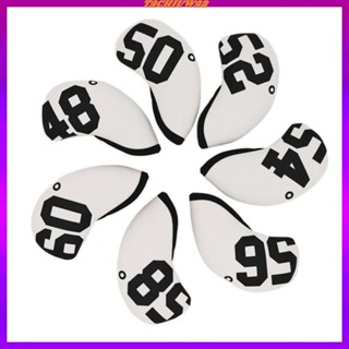 [PREMIUM] 7Pcs Golf Club Headcover Iron Head Cover Wedge Protector Sleeve White Angle