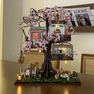 [พร้อมส่ง] สินค้าใหม่ บ้านตุ๊กตาdiy Sakura Tree House มีที่ครอบกันฝุ่น