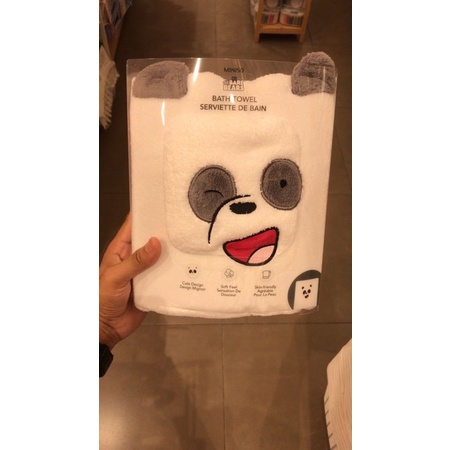 ผ้าเช็ดตัว MINISO WBB ผ้าเช็ดตัว WE BARE BEARS GRIZZ PANDA ICE BEAR